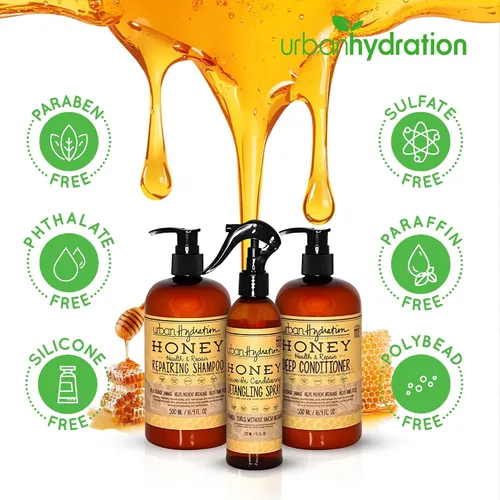 Miniatura 2 de Urban Hydration Honey Health and Repair - Juego de champú, acondicionador y desenredante Sin sulfatos, parabenos ni tintes, limpia, desenreda