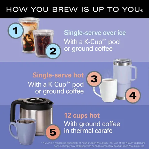 Miniatura 2 de Hamilton Beach FlexBrew Advanced 5-en-1 Cafetera Térmica Programable de 12 Tazas de Goteo y Porción Individual para Café Caliente y Helado, Depósito