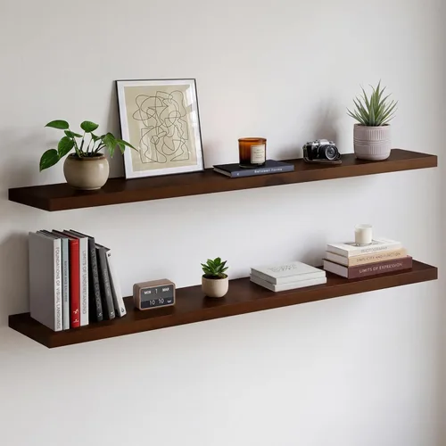 Miniatura 21 de Homeforia Estante flotante blanco de 48 pulgadas, estantes flotantes de madera maciza de alta gama de 48 pulgadas de largo para montaje en pared