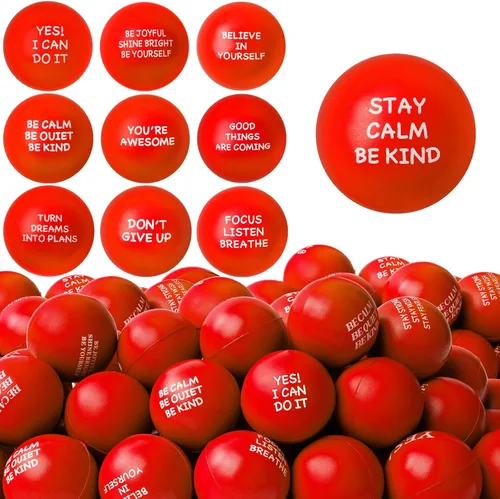 Miniatura 7 de SHQDD 54 bolas antiestrés, bolas antiestrés para adultos, juguetes de esponja suave para apretar con citas inspiradoras, regalos para aliviar