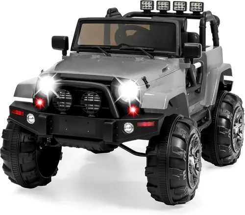 Best Choice Products Camión de paseo para niños de 12 V, auto de juguete a batería con suspensión de resorte, control remoto, 3 velocidades, luces
