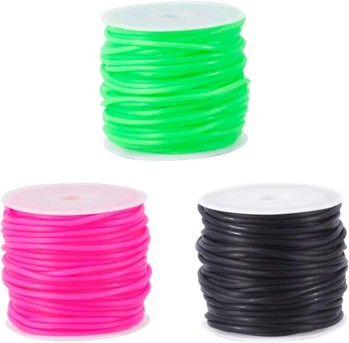 Miniatura 65 de FASHEWELRY 3 rollos de cables de goma huecos para tejer, cable de peluquero de 0.079 pulgadas (0.079 in), cables de silicona para tejer puntada