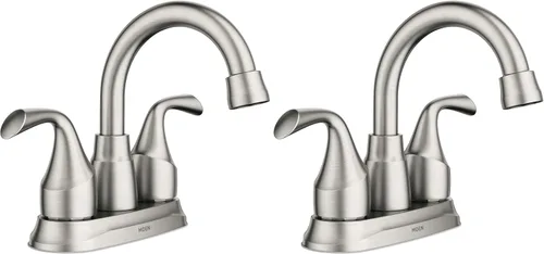 Miniatura 15 de Moen Idora - Grifo de lavabo de dos manijas con centro cromado y montaje de desagüe, 84115 Cromo