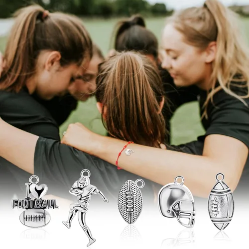 Miniatura 7 de Blulu Colgantes de fútbol mixtos con cuentas de jugador de fútbol plateado, dijes, colgantes para collar, encantos deportivos, joyería, accesorios