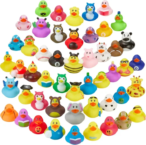 Playbees - Patitos de goma en paquete de 12 unidades, surtido de juguetes de baño para bebés, flotadores Jeep para niños, para el verano, la playa y