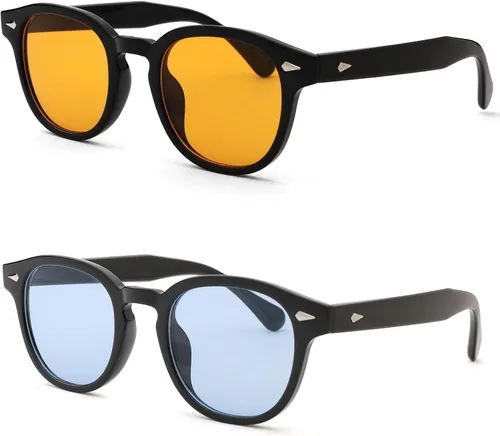 Pro Acme Gafas de sol redondas retro vintage para mujeres y hombres, de color teñido UV400, lentes de sol de 2.165 in