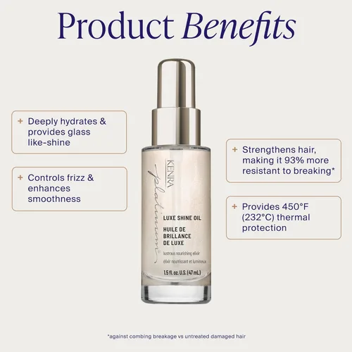 Miniatura 2 de Kenra Professional Platinum Luxe Shine Oil Gold Enriched Nourishing Elixir Enhances Shine & Manageability Thermal Protection Up To 450F