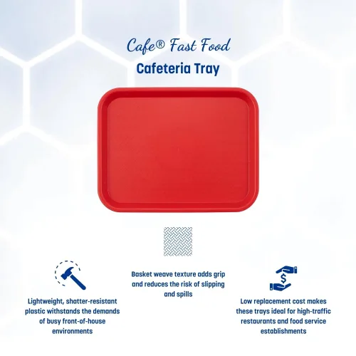 Miniatura 2 de Carlisle FoodService Products Bandeja para cafetería, bandeja de comida rápida para restaurante o uso comercial, 10 x 14 pulgadas, 24 unidades, Rojo
