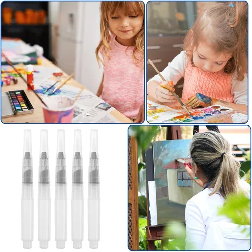 Miniatura 7 de TEHAUX Juego de 6 bolígrafos de acuarela, cepillo de agua recargable para flujo de tinta controlado, dibujo de pintura suave, adecuado para niños