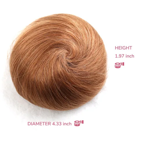Miniatura 2 de Bella Hair Extensión de moño 100% humano en forma de dona, extensiones de moño para mujeres y hombres, coleteros falsos instantáneos para moño