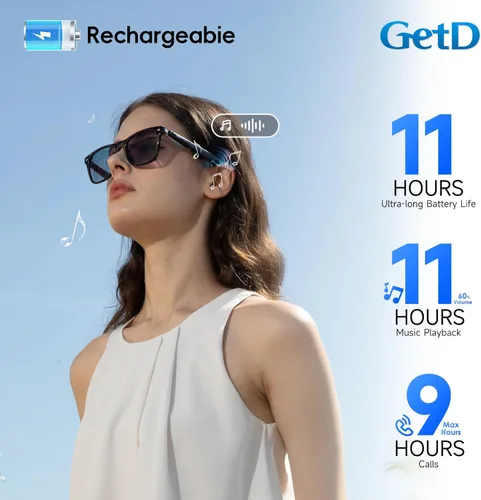 Miniatura 6 de GetD Gafas de IA para hombres y mujeres, lentes inteligentes con tecnología ChatGPT, traducción en tiempo real AI con 107 idiomas, reproducción