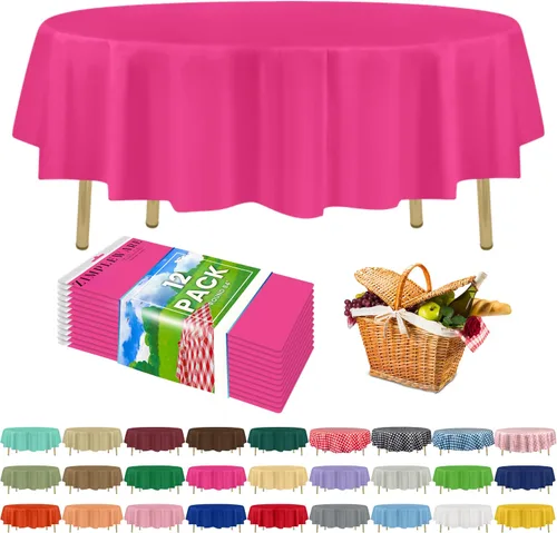 Miniatura 123 de Zimpleware - Mantel redondo de plástico para fiestas de 213 cm (84 pulgadas) de diámetro (paquete de 1, 6 y 12 unidades)