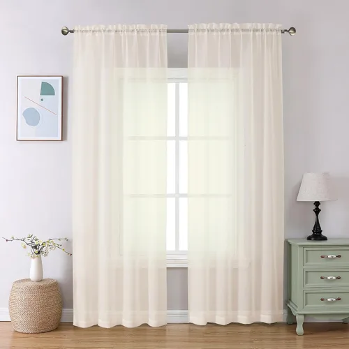 Miniatura 120 de Aiyufeng 2 paneles de cenefa transparente negra de 14 pulgadas de largo, cortinas cortas negras transparentes para dormitorio, cortinas de cocina