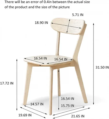 Miniatura 3 de Silla de comedor de madera maciza blanca, silla de comedor de roble de grado FAS individual, respaldo curvado resistente y diseño exterior de pata