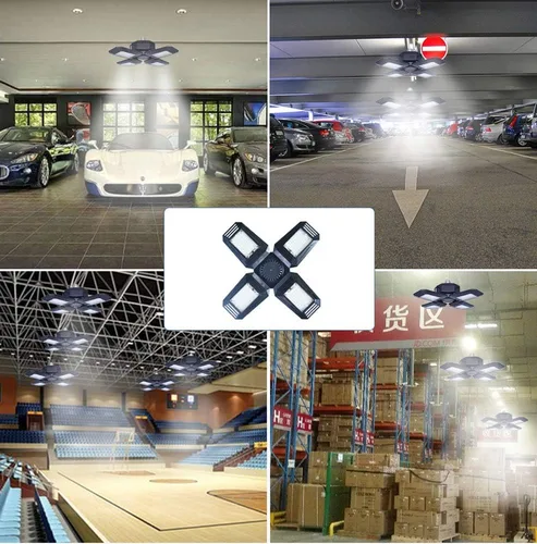 Miniatura 6 de Luces LED deformables para garaje, 12000 lúmenes, 6500 K, luz diurna, 120 W, iluminación de techo de organización de garaje de cuatro hojas