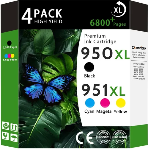 Miniatura 9 de 951XL - Cartuchos de tinta de alto rendimiento compatibles con paquete combinado HP 950 951, repuesto para impresoras Officejet Pro 8100 8600 8610