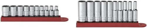 GEARWRENCH Juego de llaves SAE estándar de 10 piezas de 1/4 de pulgada y 12 puntos, 80307D y GEARWRENCH de 10 piezas. Juego de llaves de vaso SAE de