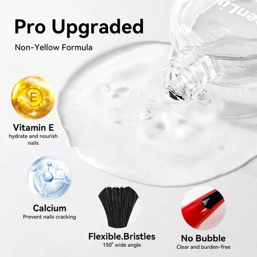 Miniatura 6 de OpenLive 2 esmaltes de uñas transparentes de capa superior brillante, esmalte de uñas regular de secado rápido, acabado de alto brillo, protección