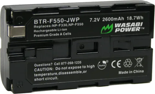 Wasabi Power Batería para Sony NP-F330, NP-F530, NP-F550, NP-F570 (2600mAh, Serie L) y CN-160, CN-216, CN-126 Series, Atomos Ninja V, Shinobi,