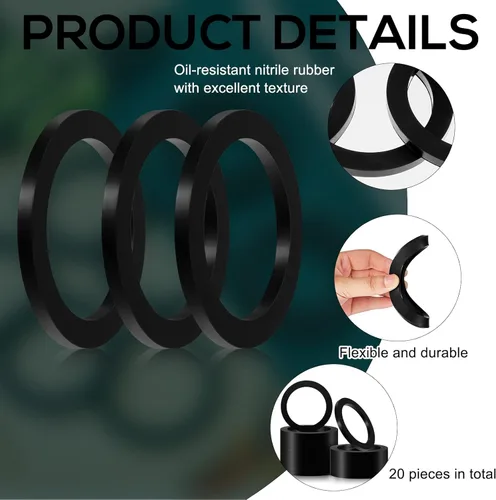 Miniatura 3 de Paquete de 20 juntas Camlock de 3 pulgadas para acoplador hembra, ranura de leva, arandela de goma de repuesto, anillo de junta de goma negra