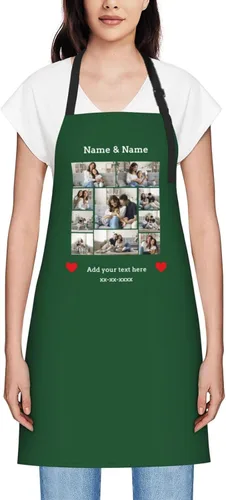 Miniatura 60 de Delantales personalizados para mujer, diseño de delantal de chef ajustable con nombre, textos, fotos, flores, regalos para el día de la madre