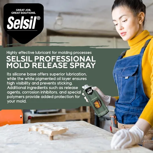 Miniatura 4 de SELSIL Aerosol en Spray Liberador de Moldes de Silicona (400 ml) Liberador de Moldes de Resina Profesional, Antiadherente, Secado Rápido y Fácil