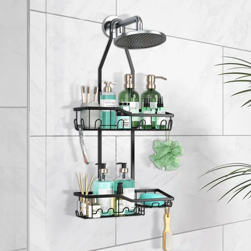 Miniatura 9 de Organizador de ducha colgante, organizador de ducha antioxidante, organizador de ducha de 2 niveles para colgar en el baño, antideslizante
