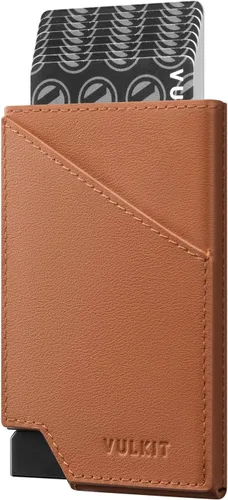 Miniatura 15 de VULKIT Cartera de tarjetas desplegable con bloqueo RFID, funda delgada de aluminio para tarjetas bancarias con bolsillo para dinero de negocios