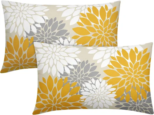 Miniatura 107 de Fundas de Almohada Azul Aguamarina 16X16 Pulgadas Juego de 2, Flores de Dalia Primavera Verano Floral Crema Fundas de Almohada Decorativas
