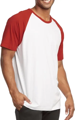 Miniatura 30 de Camiseta de béisbol raglán para hombre, de algodón, dos tonos, casual, atlética