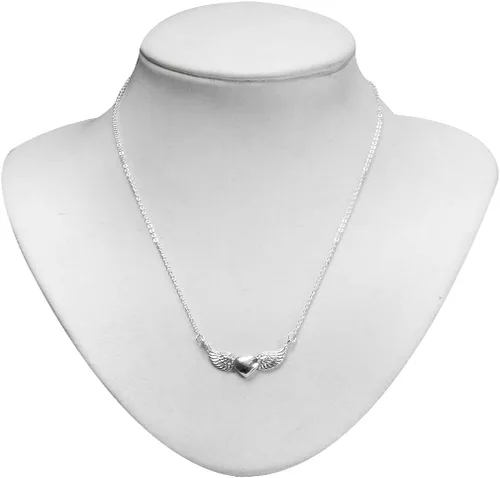 Miniatura 2 de Colgante de plata de ley 925, diseño de corazón con alas de ángel, con cadena de 40,64 a 18.0in