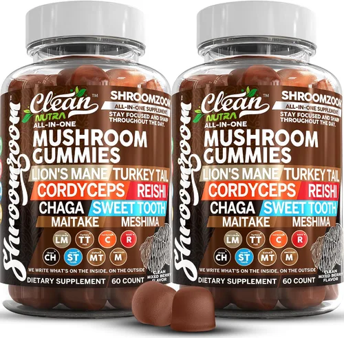 Gomitas de hongos 15 en 1 con melena de león, cola de pavo Cordyceps Reishi Chaga Sweet Toot Maitake Meshima Poria Cocos Shiitake Tremella,