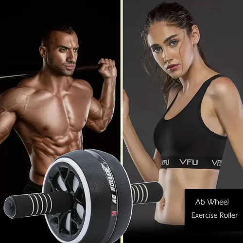 Miniatura 5 de Rodillo de rueda AB, rueda abdominal de ejercicio para gimnasio y hogar, equipo de entrenamiento de fuerza con rodillera, 12 pulgadas de ancho