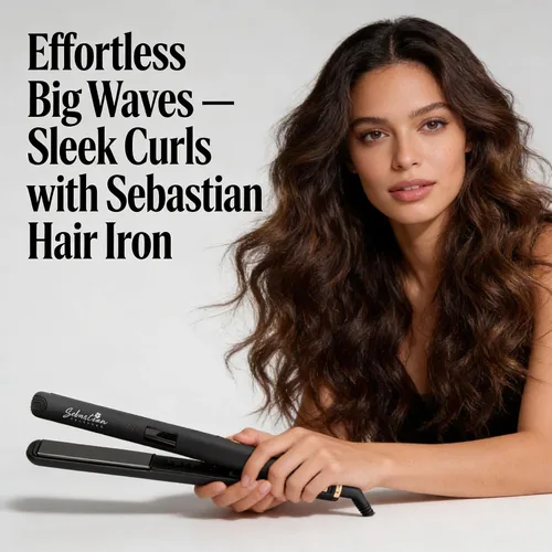Miniatura 4 de Plancha de pelo y rizador 2 en 1 – Placas delgadas de cerámica y titanio – Voltaje dual – Herramienta profesional antiencrespamiento – Sebastian