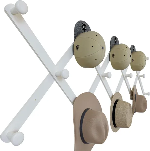 Miniatura 8 de SKOLOO Perchero Grande para Sombreros de Pared, Colgador de Pared de Acordeón de Madera, Moderno, Ganchos Expandibles para Abrigos, Perchero