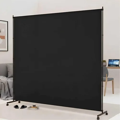 Divisor de habitación grande de un solo panel, pantalla de privacidad independiente de 73 x 75 pulgadas con ruedas, pared de división de tela gruesa