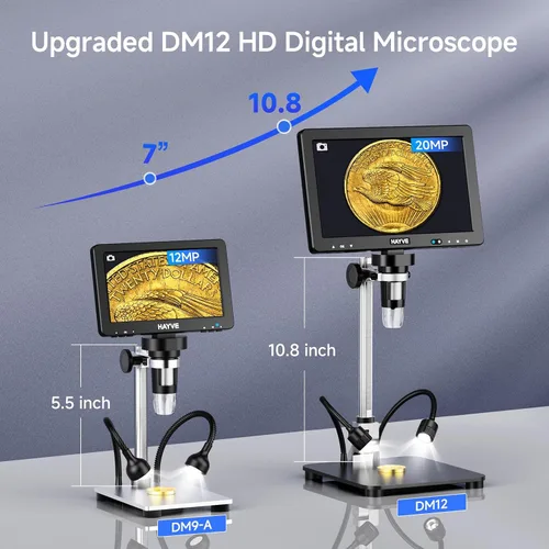 Miniatura 8 de Hayve DM12 Microscopio digital HDMI de 10.1 pulgadas, microscopio de monedas 2000X con pantalla IPS, microscopios de soldadura de 20 MP