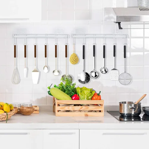 Miniatura 2 de YiZhi Ganchos adhesivos de pared para riel de cocina, soporte para utensilios de ahorro de espacio, sin perforación, colgador de accesorios