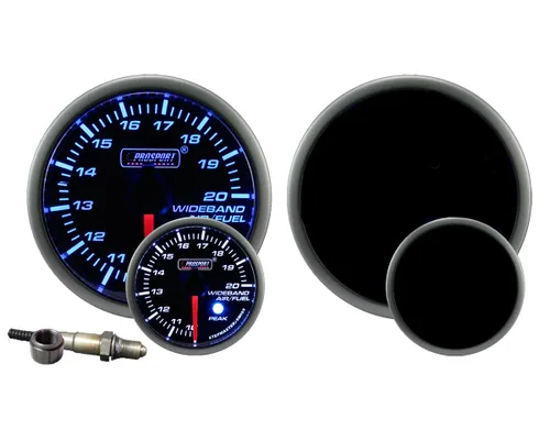 Miniatura 9 de Prosport Performance Medidor de relación de combustible aire de banda ancha Crystal Blue Series Lente ámbar/blanco transparente con puntero blanco