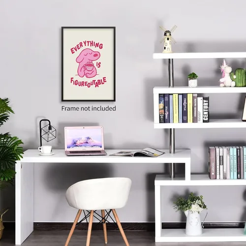 Miniatura 6 de Lmuwecno Arte de Pared con Citas de Afirmaciones Positivas de Perro Rosa Pósters Motivacionales de Animales Lindos Everything Is Figureoutable