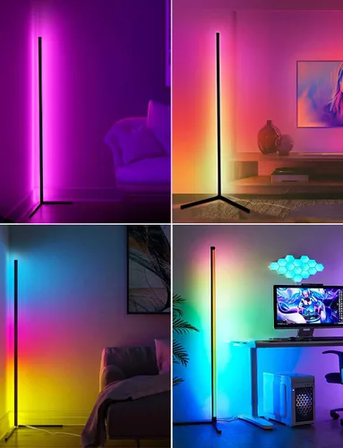 Miniatura 7 de Lámpara de pie de esquina, lámpara de pie LED que cambia de color de 165 cm con sincronización de música, lámpara de esquina de iluminación