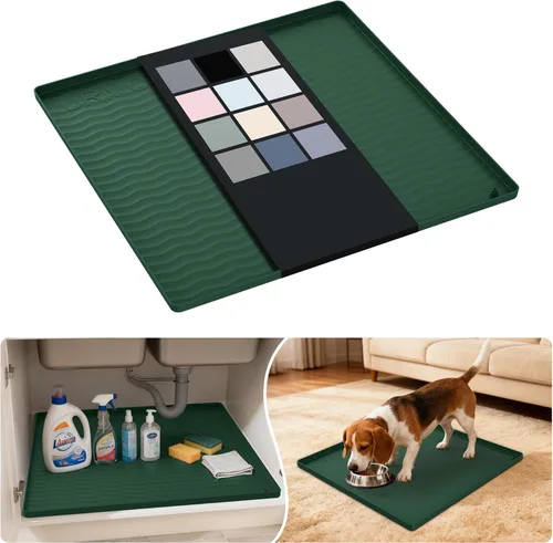 Miniatura 92 de URMONA Tapete de silicona impermeable para debajo del fregadero, 34 x 22 pulgadas, forro para estante de cocina y baño, protector de gabinetes