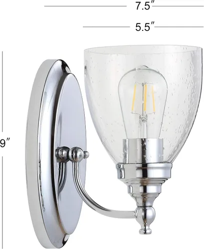 Miniatura 5 de JONATHAN Y Lámpara de pared LED cromada de 5.5 pulgadas, cableado para baño, pantalla de vidrio transparente con semillas, iluminación de pasillo