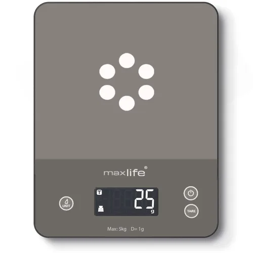 Miniatura 9 de Max Life Báscula digital de cocina ML-CF1 - Báscula de alimentos de alta precisión con medición de tara y varias unidades, diseño delgado con Gris