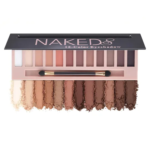 Miniatura 3 de Paleta de Sombras de Ojos de 12 Colores Maquillaje Colores Nude Naturales Nude Mate Shimmer Brillo Glitter Pigmento Conjunto de Paletas de Sombra