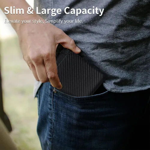 Miniatura 25 de Swallowmall Cartera de piel con bloqueo Rfid para hombre, billetera plegable con tarjeta extraíble, 2 ventanas para identificación, 10 ranuras