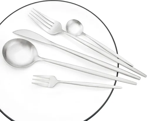 Miniatura 3 de Juego de 6 tenedores de postre de acero inoxidable de 3 dientes, juego de tenedores para frutas y tartas, 5.31 pulgadas, color plateado