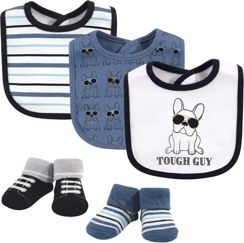 Miniatura 128 de Hudson Baby Conjunto de babero y calcetines unisex de algodón para bebé
