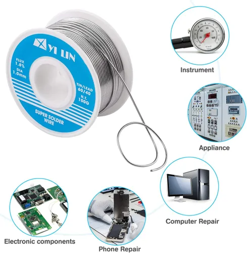 Miniatura 4 de YI LIN 60/40 Soldadura 3.53 oz de estaño plomo colofonia núcleo alambre de soldadura para soldadura eléctrica (0.031 in/3.53 oz)