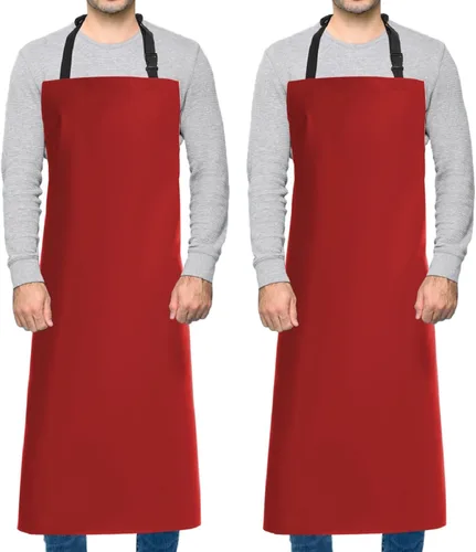 Miniatura 8 de Homsolver 2 Pack Waterproof Rubber Aprons, Heavy Duty Butcher for Men, Chemical Vinyl Plastic Aprons for Dishwashing Negro